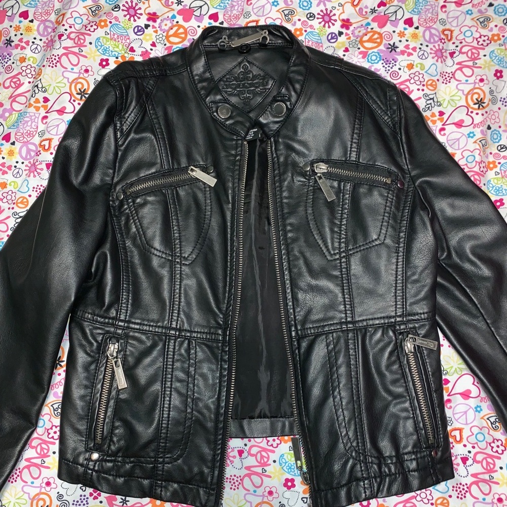 A black leather authentic Jacket